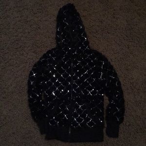 KNITWORKS Black sequence furry jacket